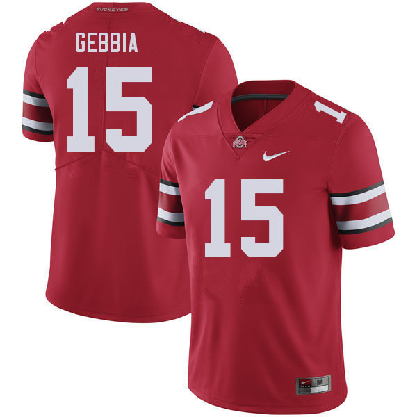 Ohio State Buckeyes Tristan Gebbia Men's #15 Red Authentic Stitched College Football Jersey